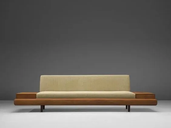 Beech sofa with two side tables and drawers - Chic sofa